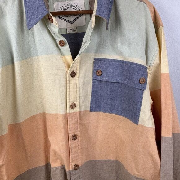 Decibel Men's Long Sleeve Button Up Flannel Shirt Color Block Size 2XL Pocket - Picture 9 of 12